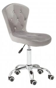 Detra Rolling Home And Office Velvet Chair In Grey