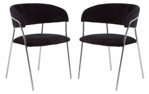 Tamzo Black Velvet Upholstered Dining Chairs In Pair