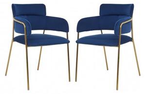 Tamzo Blue Velvet Dining Chairs And Gold Legs In Pair