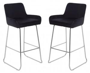 Tamzo Black Velvet Upholstered Bar Chair With Low Arms In Pair