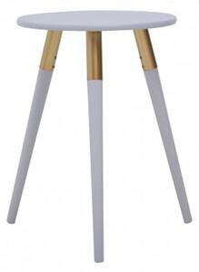 Nusakan Wooden Side Table In Light Grey And Gold