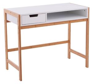 Rosta Wooden Computer Desk In White And Natural