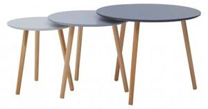 Nusakan Round High Gloss Nest Of 3 Tables In Grey