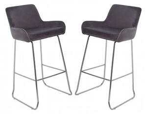 Tamzo Mink Velvet Upholstered Bar Chair With Low Arms In Pair