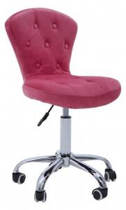 Detra Rolling Home And Office Velvet Chair In Pink