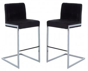 Tamzo Black Velvet Upholstered Bar Chair With Low Back In Pair