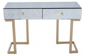 Keseni Mirrored Console Table With Brass Base In Silver