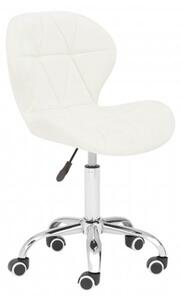 Sitoca Velvet Home And Office Chair In White With Swivel Base