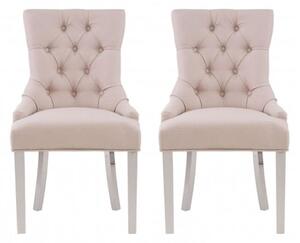 Mintaka Natural Velvet Dining Chairs With Sledge Legs In A Pair