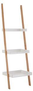 Nusakan Wooden 3 Tier Ladder Shelving Unit In White And Natural