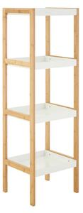 Nusakan Wooden 4 Tier Shelving Unit In White And Natural