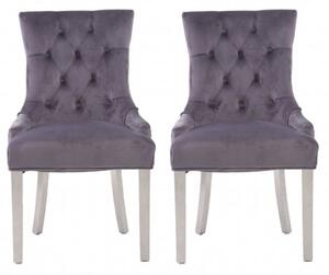 Mintaka Grey Velvet Dining Chairs With Chrome Legs In A Pair