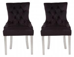 Mintaka Black Velvet Dining Chairs With Sledge Legs In A Pair