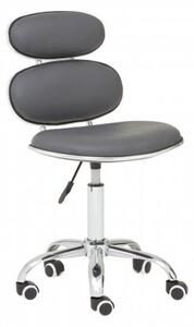 Netoca Home And Office Leather Chair In Grey With Chrome Base