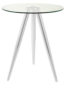 Alfratos Round Clear Glass Top Bar Table With Chrome Metal Legs