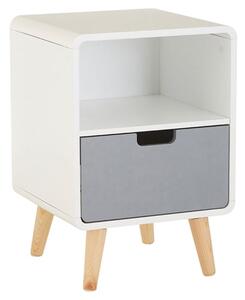 Milova Wooden Bedside Cabinet With 1 Drawer In White And Grey