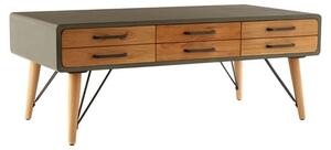 Trigona Natural Wooden Coffee Table With Black Metal Frame