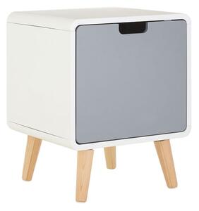 Milova Wooden Bedside Cabinet With 1 Door In White And Grey