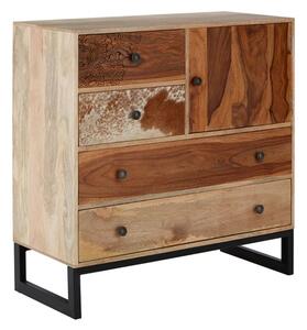 Merova Wooden Sideboard With 1 Door 4 Drawers In Multicolour