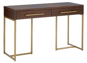 Shaula Wooden Console Table With Antique Brass Legs In Brown