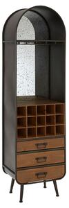 Trigona Natural Wooden Bar Cabinet With Black Metal Frame