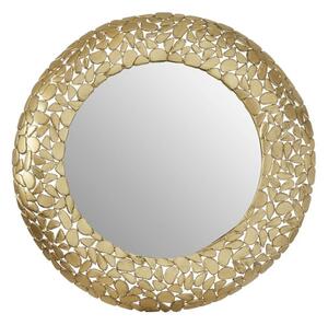 Casa Round Pebble Design Wall Mirror In Brass Metal Frame