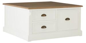 Hardtik Wooden Coffee Table With 3 Drawers In Natural And White