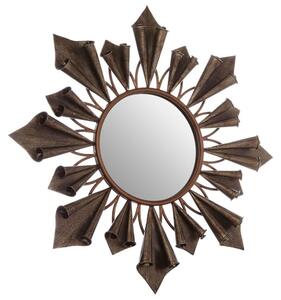 Varian Sunburst Wall Bedroom Mirror In Antique Gold Metal Frame