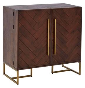 Shaula Wooden Drinks Cabinet With Antique Brass Legs In Brown