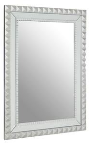 Tariku Rectangular Wall Bedroom Mirror In Silver Wooden Frame