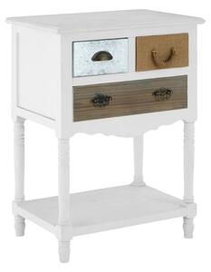 Waymore Wooden Side Table With 3 Drawers In White