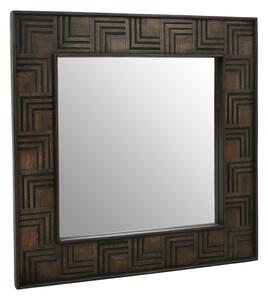 Sutra Square Wall Bedroom Mirror In Brown Wooden Frame