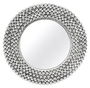 Casa Round Beaded Effect Wall Mirror In Pewter Metal Frame