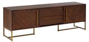 Shaula Wooden TV Stand With Antique Brass Legs In Brown