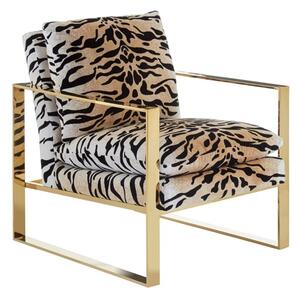 Intercrus Upholstered Fabric Armchair In Tiger Print