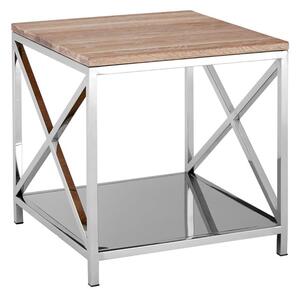 Chaw Wooden Lamp Table With Stainless Steel Frame In Oak