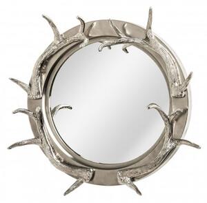 Antlers Striking Design Wall Bedroom Mirror In Nickel Frame