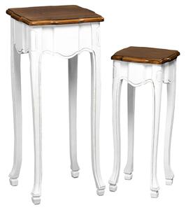 Sereo Wooden Set Of 2 Side Tables In Distressed And White