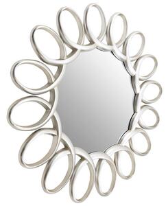 Saltier Round Wall Bedroom Mirror In Silver Pewter Frame