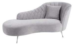 Minelauva Velvet Right Arm Lounge Chaise Chair In Grey