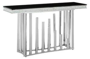 Elizak Black Glass Top Console Table With Silver Metal Frame