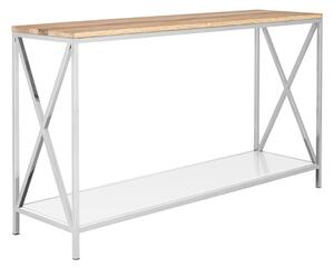 Chaw Wooden Console Table With Stainless Steel Frame In Oak