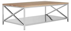 Chaw Wooden Coffee Table With Stainless Steel Frame In Oak