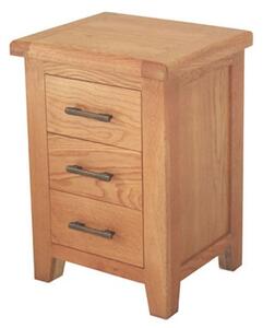 Hampshire Wooden Bedside Cabinet In Oak With 3 Drawers