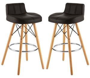 Porrima Black Faux Leather Effect Bar Stools In Pair