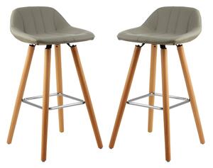 Porrima Grey Faux Leather Bar Stools In Pair