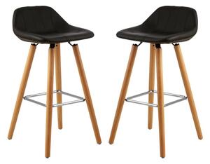 Porrima Black Faux Leather Bar Stools In Pair