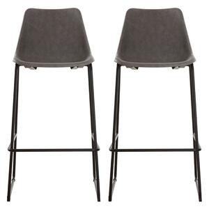 Kekoun Ash Faux Leather Bar Chairs With Black Legs In A Pair