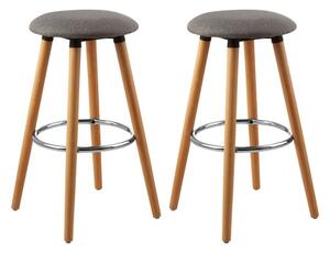 Porrima Grey Fabric Round Seat Bar Stools In Pair