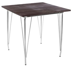 Pherkad Square Wooden Dining Table With Chrome Metal Legs